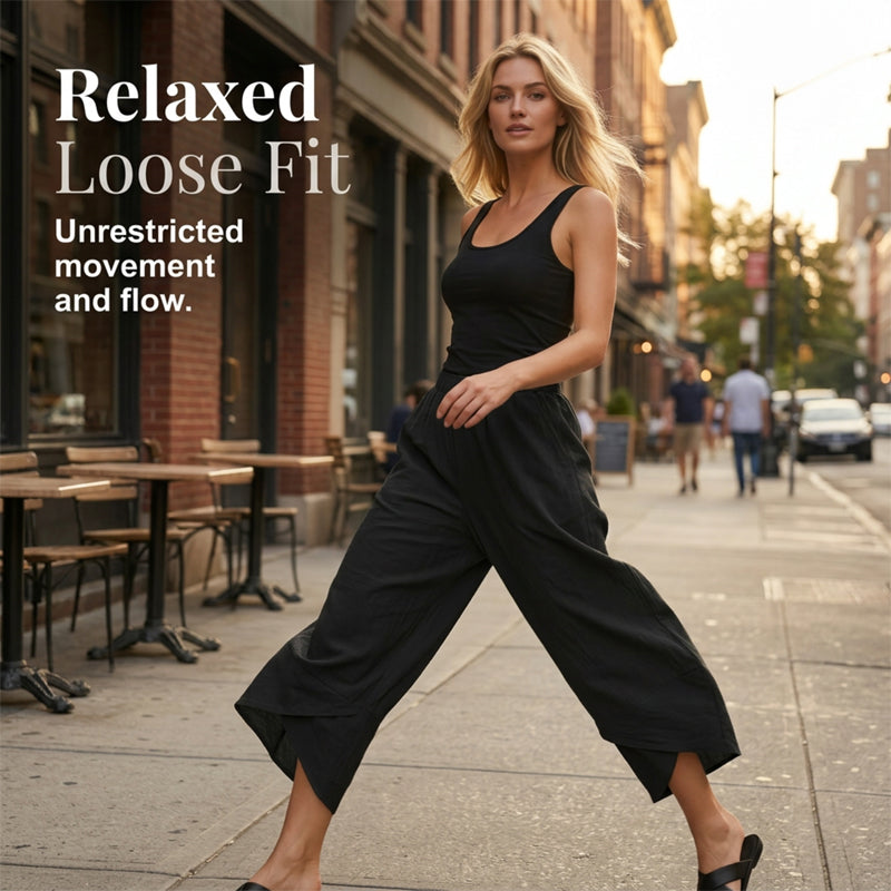 👖50% OFF NOW!✨Vintage Asymmetrical Elastic Waist Pockets Pants – Unique Design, Comfortable Fit & Functional Style🌸