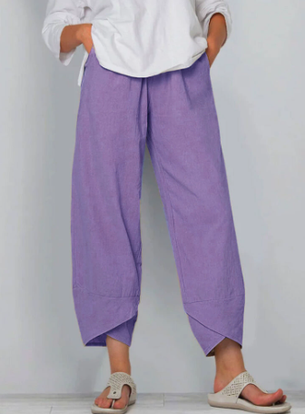 👖50% OFF NOW!✨Vintage Asymmetrical Elastic Waist Pockets Pants – Unique Design, Comfortable Fit & Functional Style🌸