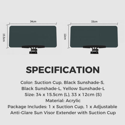 🔥Adjustable Anti-Glare Sun Visor Extender with Suction Cup