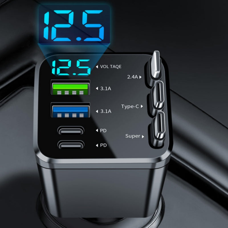 🔋 50% OFF NOW! 🚗 7-in-1 Retractable Fast Car Charger with Voltage Display – USB-C, Fast Charging & Essential for Daily Use 📱