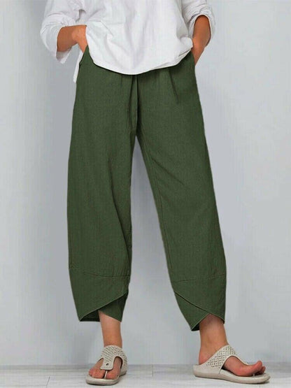 👖50% OFF NOW!✨Vintage Asymmetrical Elastic Waist Pockets Pants – Unique Design, Comfortable Fit & Functional Style🌸