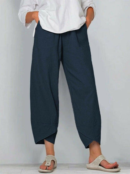 👖50% OFF NOW!✨Vintage Asymmetrical Elastic Waist Pockets Pants – Unique Design, Comfortable Fit & Functional Style🌸