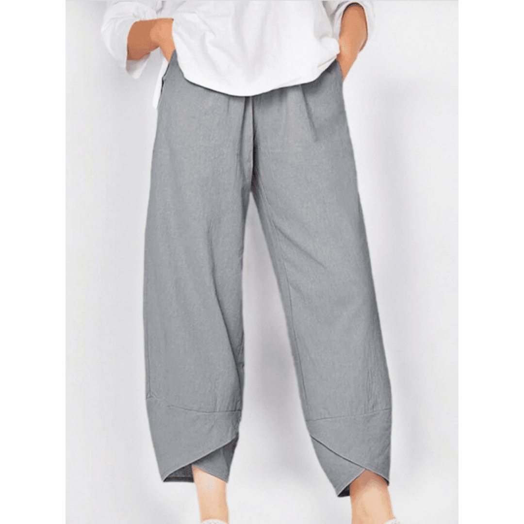👖50% OFF NOW!✨Vintage Asymmetrical Elastic Waist Pockets Pants – Unique Design, Comfortable Fit & Functional Style🌸