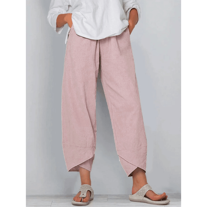 👖50% OFF NOW!✨Vintage Asymmetrical Elastic Waist Pockets Pants – Unique Design, Comfortable Fit & Functional Style🌸